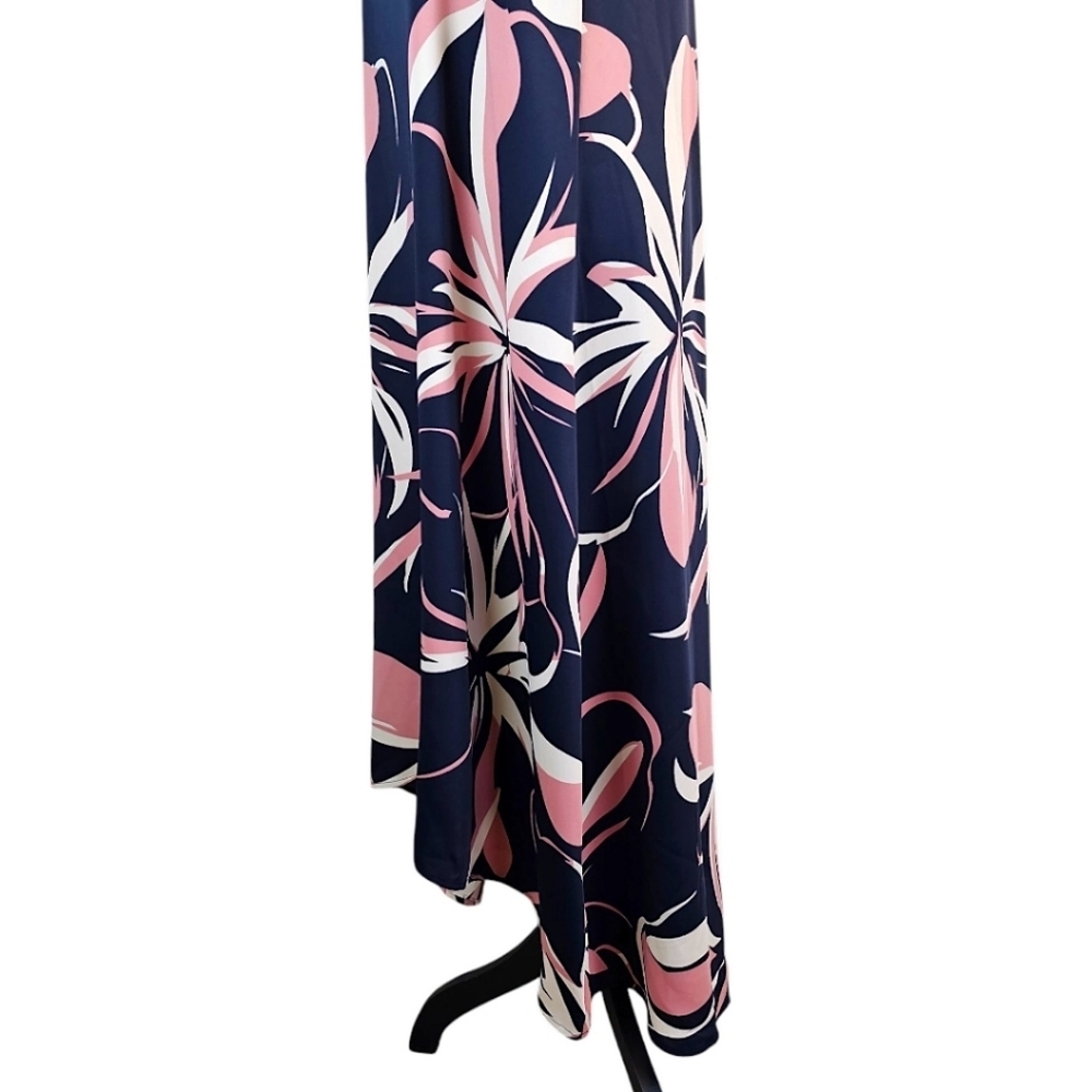 Cynthia Rowley Floral Halter Maxi Dress Sz Small Navy Summer Vacation Resortwear - Picture 12 of 16